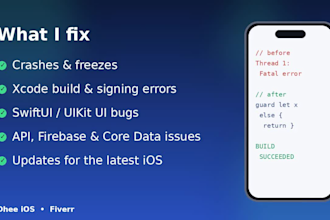 fix ios app bugs, crashes and publish your app to the app store