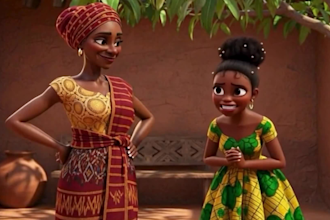 create african folktale ai animation video thumbnail and seo tags for youtube