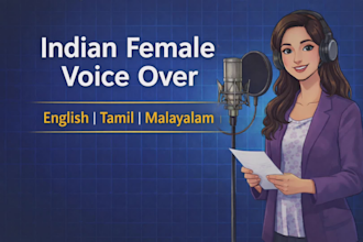 record a female voice over in tamil, english and malayalam
