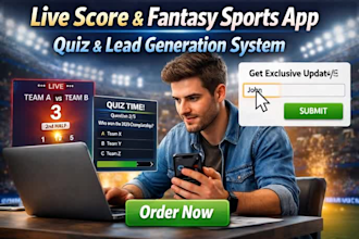 build live score app, fantasy sports scorecard quiz, lead generation system