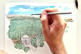 create a handcrafted architectural sketch illustration