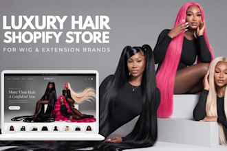 design a luxury shopify store for hair extension and wig brands