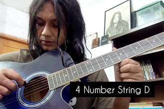 teach beginner guitar lesson with tabs, theory and  guidance