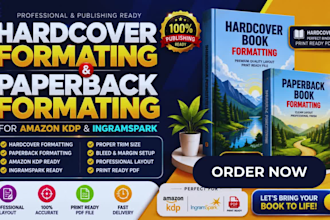 hardcover formatting paperback formatting for amazon KDP, ingramspark