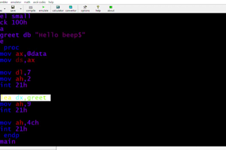 write assembly language code emu 8086 and explaination coal
