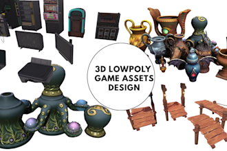 game ready 3d lowpoly prpos, weapons, and game environment assets, pbr textures