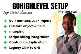 gohighlevel CRM migration bulk user imports stripe billing custom object mapping
