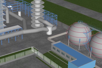 create 3d chemical plant animation and industrial process visualization video