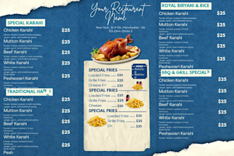 design editable bifold and trifold restaurant menu in canva