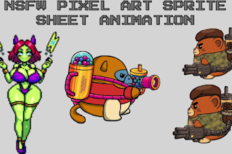 make pixel art animation nsfw pixel art sprite sheet character for game art