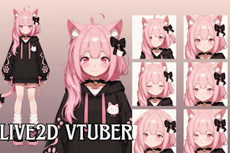 design and rig 2d vtuber model live2d vtuber anime furry vtuber for vtube studio