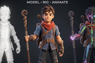 do character design, low poly model and rigging for games and animation