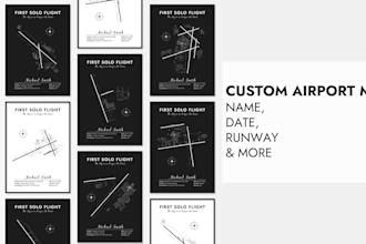 do a first solo flight airport map for pilot gift