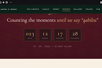 design a luxury islamic wedding invitation website with rsvp and countdow