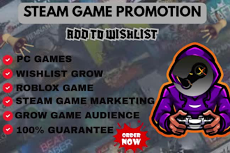 steam game promotion, steam game marketing, video game promotion, steam wishlist