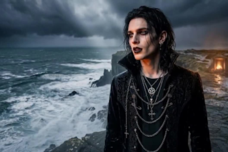 create dark gothic music video, metal rock, horror post punk darkwave visuals