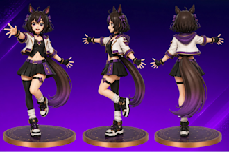 create custom 3d anime figure with high quality sculpting for 3d printing