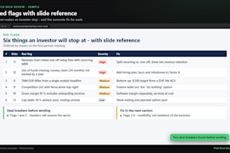review your startup pitch deck as an active vc and family office investor