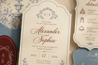 create a wedding birthday party invitation and stationery
