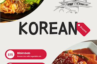 design a modern korean restaurant food menu
