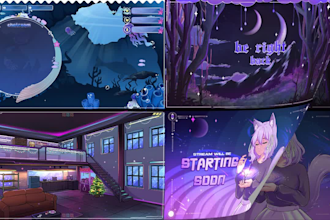 design animated stream overlay vtuber anime style for twitch, kick, youtube