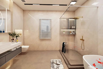 design modern and minimalist bathroom interior realistic renders