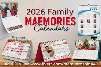 design a custom 2026 family memories calendar with your photos