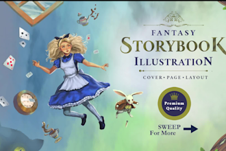 draw magical fairy tale book illustration with layout