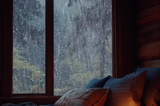 make cozy rainn ambient video with natural sound, relaxing rain video