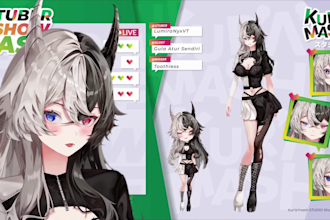 draw and rig 2d vtuber model live2d vtuber model commission anime vtuber live2d