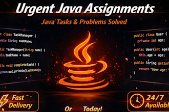 do urgent java assignments, java tasks, java problems