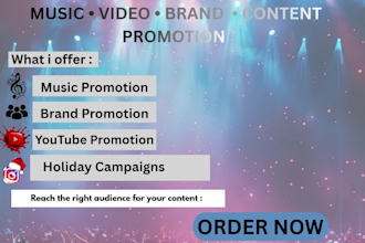 promote your music, youtube, brand and holiday campaigns