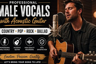 record male country, pop, rock balled vocal with acoustic guitar