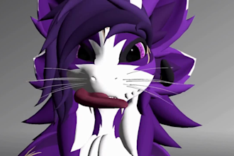 custom vrchat furry avatar with  facial tracking unity quest vrm vtuber 3d model