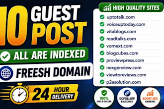 do 10 SEO guest post from 10 unique domain, instant index