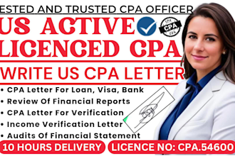 prepare US CPA letter CPA comfort letter CPA mortgage letter financial statement