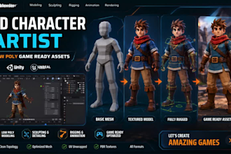 create basic custom low poly 3d models low poly illustration with rig animation