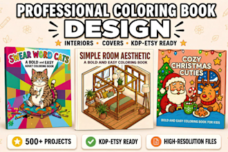 create coloring book pages and book cover for amazon KDP