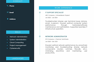 create modern resume design for any profession