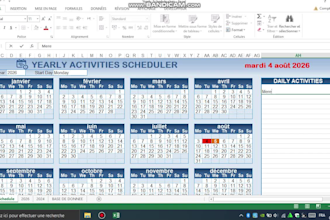 create a custom excel yearly planner, calendar and activity scheduler