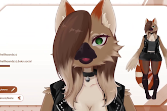 design, rig custom furry animal human live2d vtuber model or fursona avatar