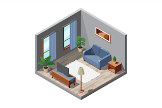 create 2d isometric illustration