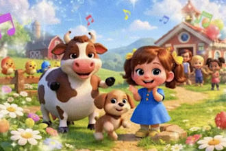 create ai music video 3d pixar style kids learning video animation cartoon songs