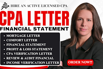 prepare CPA letter CPA mortgage letter CPA comfort letter financial statement