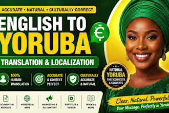 provide accurate english to yoruba translation and localization