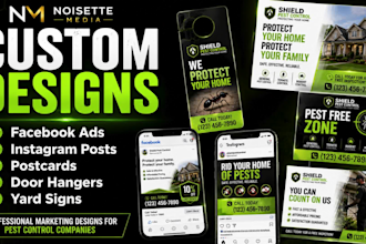 design pest control ads, postcards and marketing materials