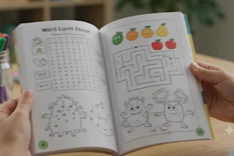 create vector hidden object seek and find activity book illustration