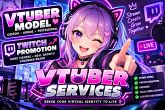 design and rig high quality live 2d vtuber model, 2d vtuber model, vtuber model