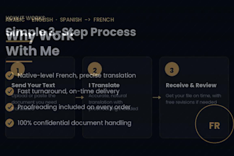 translate arabic english and spanish to french professionally