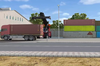 create 3d logistics warehouse and industrial facility animation